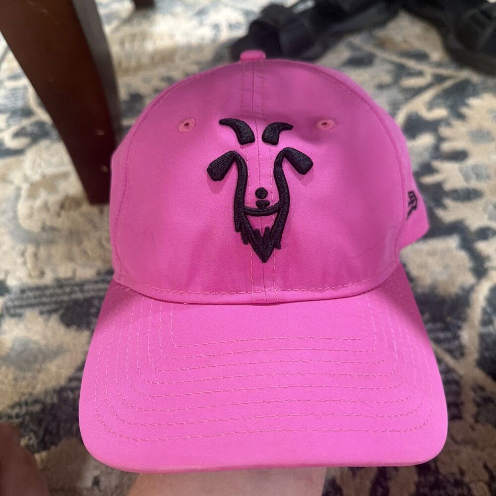 Pink  Goat Embroidered Adjustable Strapback Baseball Cap OSFM